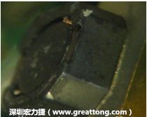 使用銀(Ag)鍍層的電源電感器(Power Inductors)，經過推力測試后，零件端點上已經看不到任何鍍層的痕跡了，所以其耐推力就比較小。