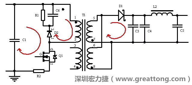 元件布局的時(shí)候，要優(yōu)先考慮高頻脈沖電流和大電流的環(huán)路面積，盡可能地減小,以抑制開關(guān)電源的輻射干擾